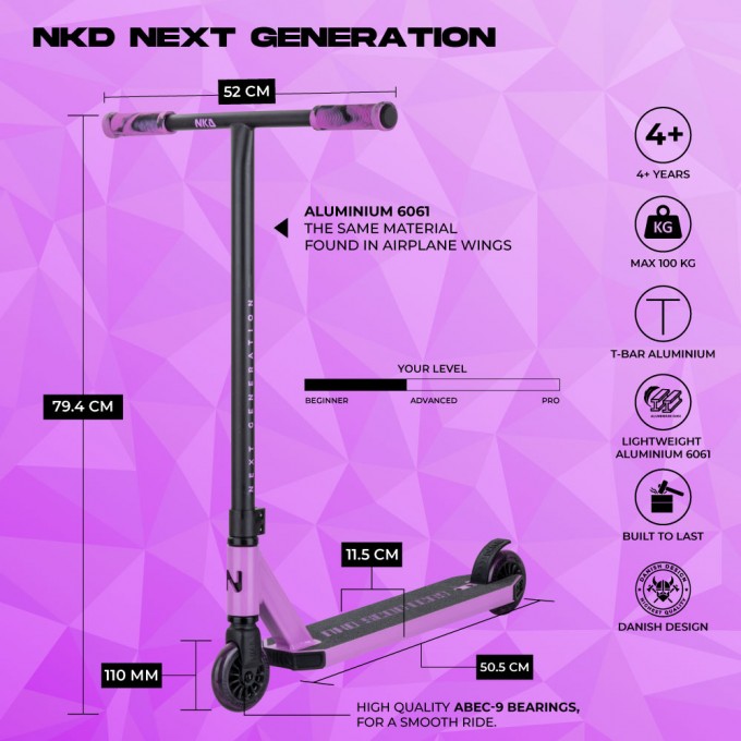 Трюковый самокат NKD Next Generation-отличные цвета, приятная цена!