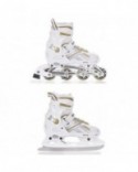 Uisud/Rulluisud 2-in-1 Raven Pulse White/Gold reguleeritava suurusega+terad