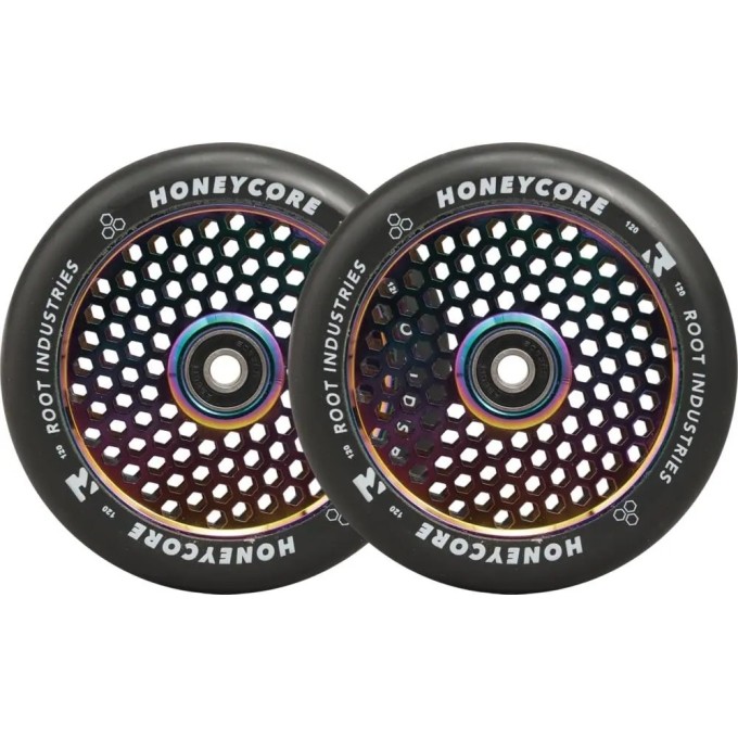 Root Honeycore Black 120mm 2-pack Pro Scooter Wheels (120mm|Neochrome)