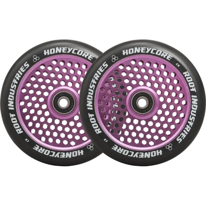 Root Honeycore Black 120mm 2-pack Pro Scooter Wheels (120mm|Purple)