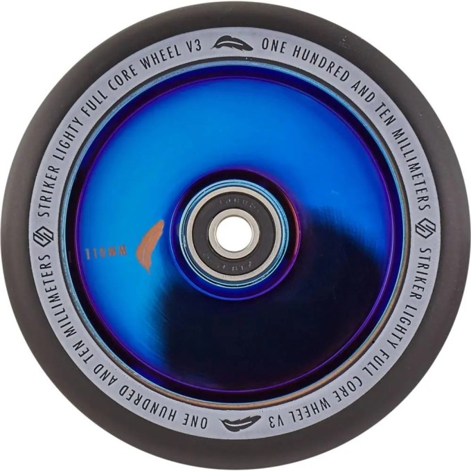 Striker Lighty Full Core V3 Black Pro Scooter Wheel (110mm|Blue Chrome)