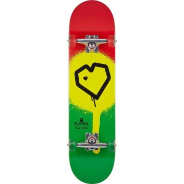 Blueprint Spray Heart V2 Complete Skateboard (8"|Rasta)