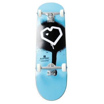 Blueprint Spray Heart V2 Complete Skateboard (8"|Blue/Black/White)