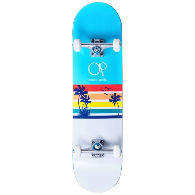 Ocean Pacific Sunset Complete Skateboard (8.25"|White/Blue)