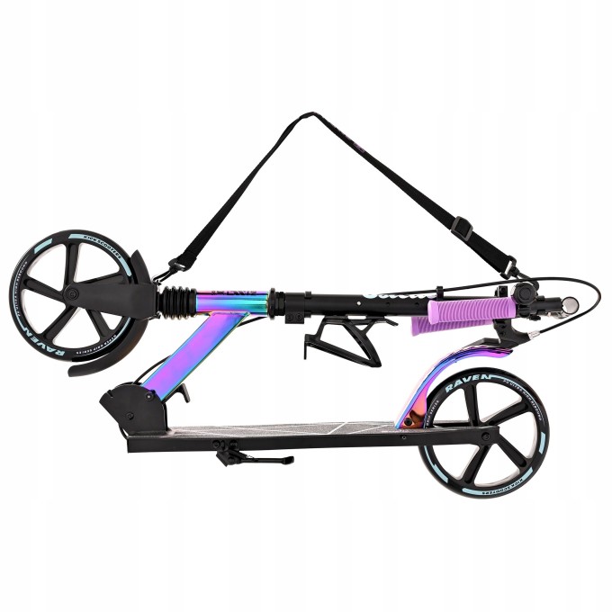 Kick Scooter Raven Estelle PRO Black 200mm with handbrake, bell, bottle holder and front suspension