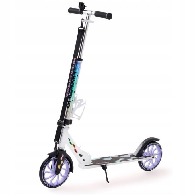 Foldable scooter Raven Galaxia Holo 200mm with bell, bottle holder and LED core