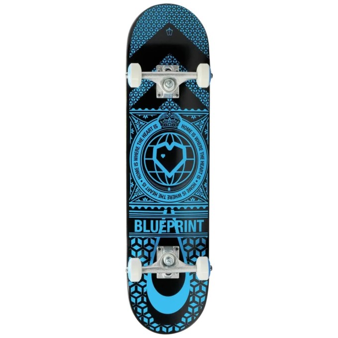 Blueprint Home Heart Complete Skateboard (7.75"|Black/Blue)