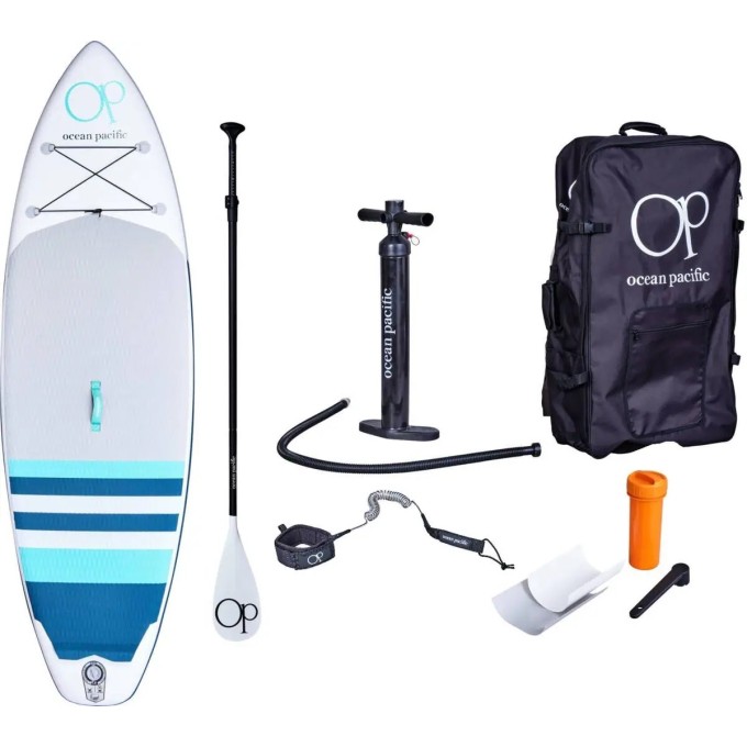 Ocean Pacific Sunset All Round 9'6 Inflatable Paddle Board (White/Grey/Teal)