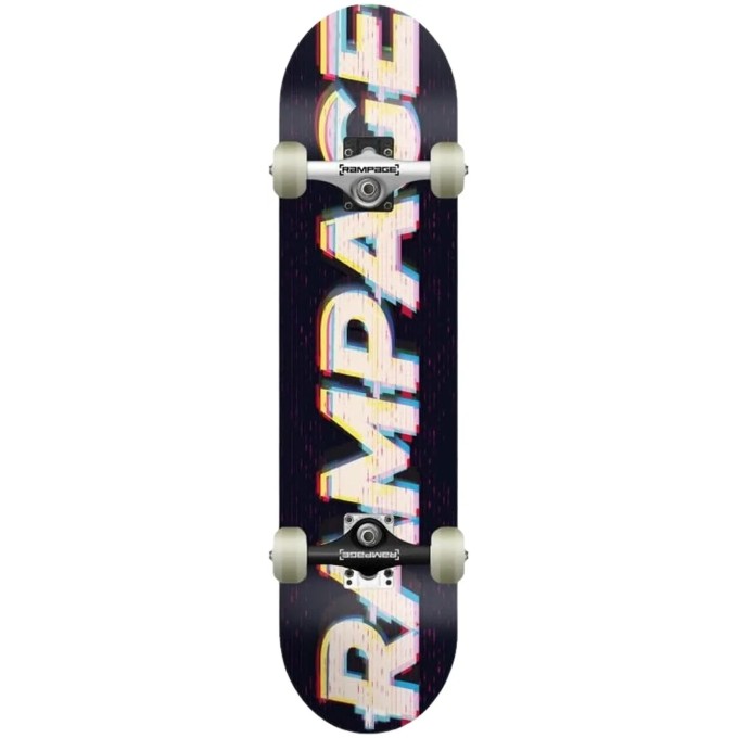 Rampage Glitch Logo Complete Skateboard (8"|Black)