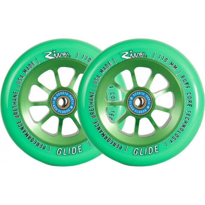 River Naturals Glide Pro Scooter Wheels 2-Pack (110mm|Emerald)