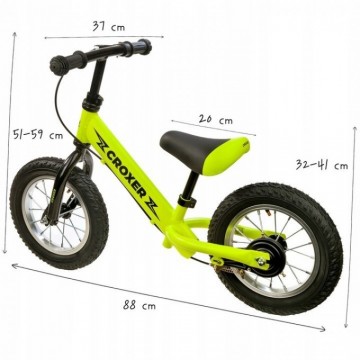 Balance Bike Croxer Leox Lime pumped wheels, handbreak